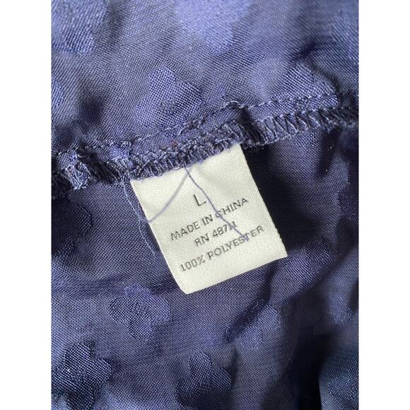 Ophelia Roe Womens Large Blue Button Front High Neck Blouse Polyester - Picture 5 of 8